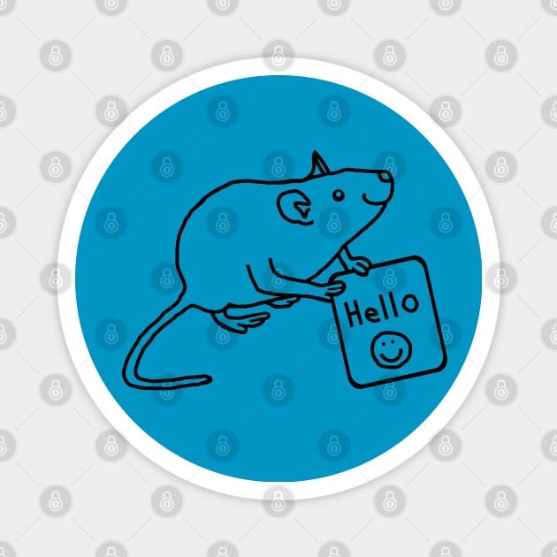 Rat says Hello Outline Magnet by ellenhenryart